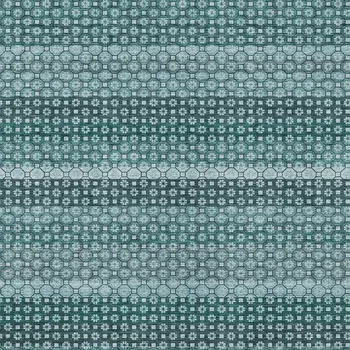 9' X 12' Teal Blue And Aqua Striped Washable Indoor Outdoor Area Rug