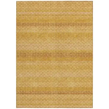 3' X 5' Wheat And Gold Striped Washable Indoor Outdoor Area Rug