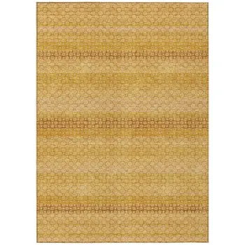 3' X 5' Wheat And Gold Striped Washable Indoor Outdoor Area Rug