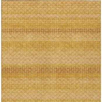 3' X 5' Wheat And Gold Striped Washable Indoor Outdoor Area Rug
