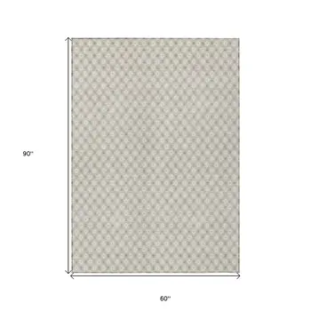 5' X 8' Beige And Ivory Floral Washable Indoor Outdoor Area Rug