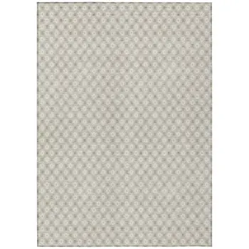 5' X 8' Beige And Ivory Floral Washable Indoor Outdoor Area Rug