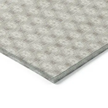 5' X 8' Beige And Ivory Floral Washable Indoor Outdoor Area Rug