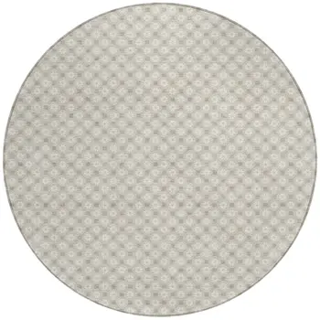 8' Beige And Ivory Round Floral Washable Indoor Outdoor Area Rug
