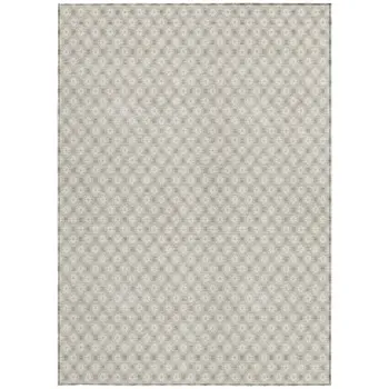 8' X 10' Beige And Ivory Floral Washable Indoor Outdoor Area Rug