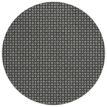 8' Black And Gray Round Floral Washable Indoor Outdoor Area Rug