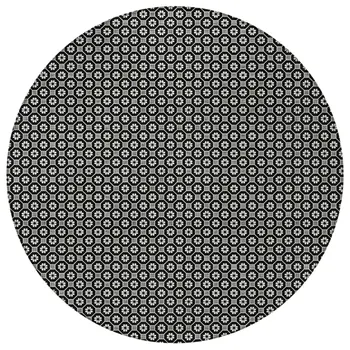 8' Black And Gray Round Floral Washable Indoor Outdoor Area Rug