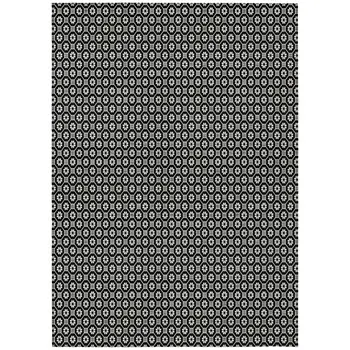 8' X 10' Black And Gray Floral Washable Indoor Outdoor Area Rug