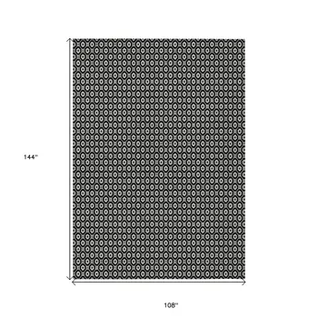 9' X 12' Black And Gray Floral Washable Indoor Outdoor Area Rug