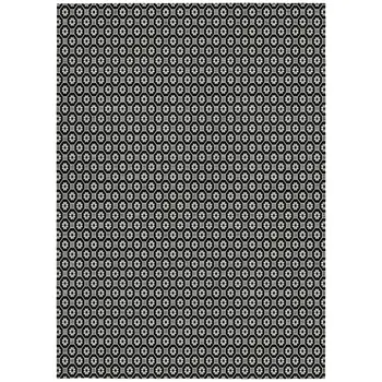 10' X 14' Black And Gray Floral Washable Indoor Outdoor Area Rug