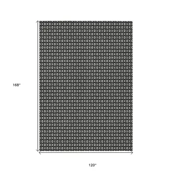 10' X 14' Black And Gray Floral Washable Indoor Outdoor Area Rug
