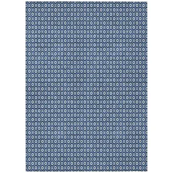 3' X 5' Blue And Sky Blue Floral Washable Indoor Outdoor Area Rug