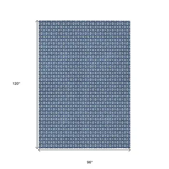 8' X 10' Blue And Sky Blue Floral Washable Indoor Outdoor Area Rug
