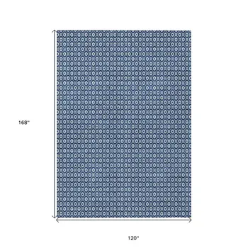 10' X 14' Blue And Sky Blue Floral Washable Indoor Outdoor Area Rug