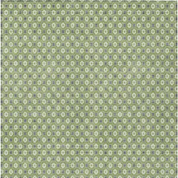 5' X 8' Green And Gray Floral Washable Indoor Outdoor Area Rug