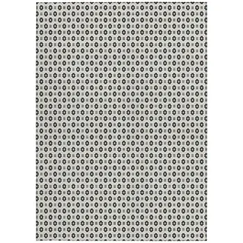5' X 8' Ivory And Black Floral Washable Indoor Outdoor Area Rug