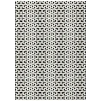 5' X 8' Ivory And Black Floral Washable Indoor Outdoor Area Rug