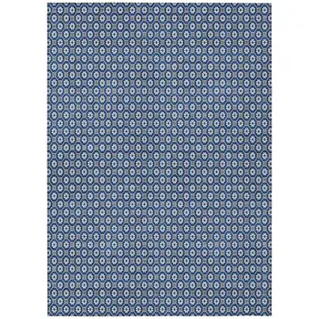 3' X 5' Navy Blue And Gray Floral Washable Indoor Outdoor Area Rug