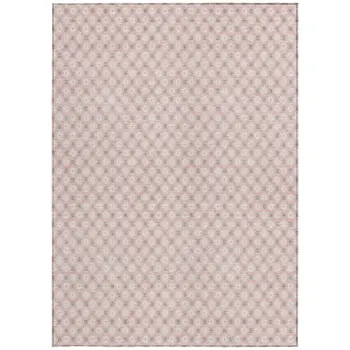 5' X 8' Pink And Ivory Floral Washable Indoor Outdoor Area Rug