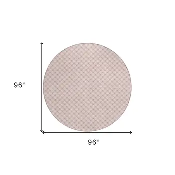 8' Pink And Ivory Round Floral Washable Indoor Outdoor Area Rug