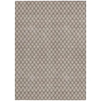 8' X 10' Taupe And Brown Floral Washable Indoor Outdoor Area Rug