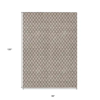8' X 10' Taupe And Brown Floral Washable Indoor Outdoor Area Rug