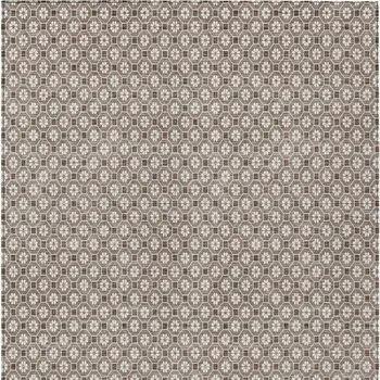 9' X 12' Taupe And Brown Floral Washable Indoor Outdoor Area Rug