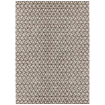 9' X 12' Taupe And Brown Floral Washable Indoor Outdoor Area Rug