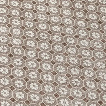 9' X 12' Taupe And Brown Floral Washable Indoor Outdoor Area Rug