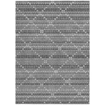 5' X 8' Gray And Silver Geometric Washable Indoor Outdoor Area Rug