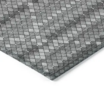 10' X 14' Gray And Silver Geometric Washable Indoor Outdoor Area Rug