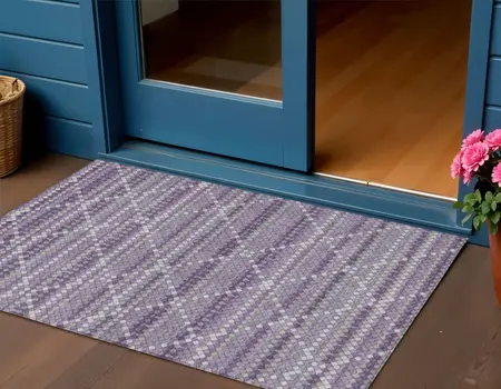 3' X 5' Purple And Lavender Geometric Washable Indoor Outdoor Area Rug