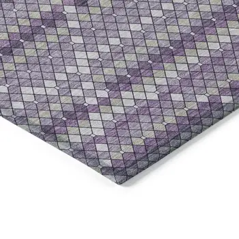 5' X 8' Purple And Lavender Geometric Washable Indoor Outdoor Area Rug