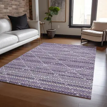 5' X 8' Purple And Lavender Geometric Washable Indoor Outdoor Area Rug