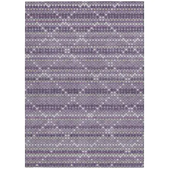 8' X 10' Purple And Lavender Geometric Washable Indoor Outdoor Area Rug