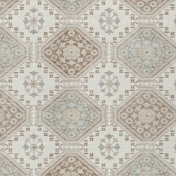 9' X 12' Ivory And Brown Floral Washable Indoor Outdoor Area Rug