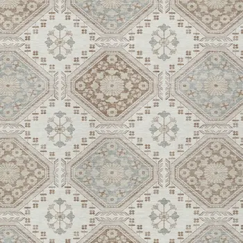 10' X 14' Ivory And Brown Floral Washable Indoor Outdoor Area Rug
