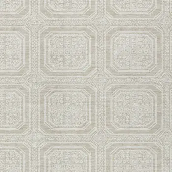 10' X 14' Beige And Ivory Geometric Washable Indoor Outdoor Area Rug