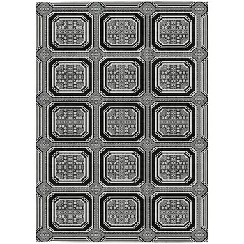 5' X 8' Black And Ivory Geometric Washable Indoor Outdoor Area Rug
