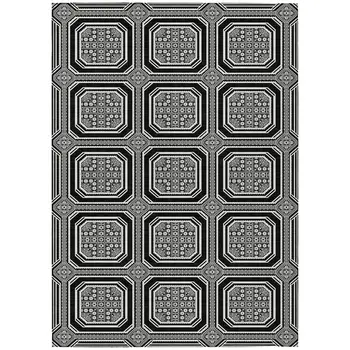 9' X 12' Black And Ivory Geometric Washable Indoor Outdoor Area Rug