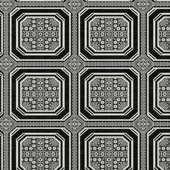 9' X 12' Black And Ivory Geometric Washable Indoor Outdoor Area Rug