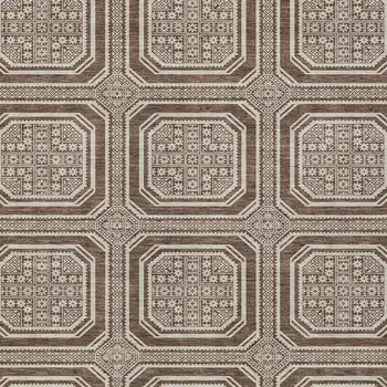 9' X 12' Brown And Beige Geometric Washable Indoor Outdoor Area Rug