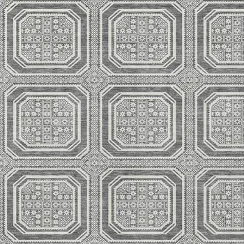 8' X 10' Gray And Ivory Geometric Washable Indoor Outdoor Area Rug