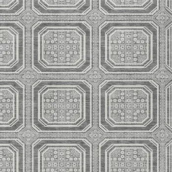 9' X 12' Gray And Ivory Geometric Washable Indoor Outdoor Area Rug
