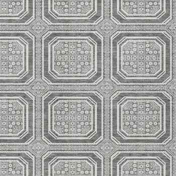 10' X 14' Gray And Ivory Geometric Washable Indoor Outdoor Area Rug