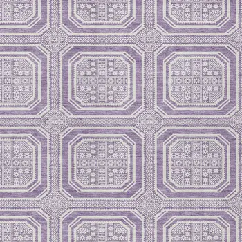 3' X 5' Lavender And Ivory Geometric Washable Indoor Outdoor Area Rug