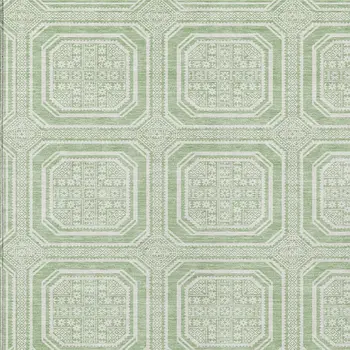 5' X 8' Mint Green And Ivory Geometric Washable Indoor Outdoor Area Rug