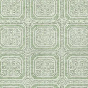 8' X 10' Mint Green And Ivory Geometric Washable Indoor Outdoor Area Rug
