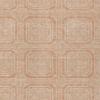 3' X 5' Peach And Beige Geometric Washable Indoor Outdoor Area Rug
