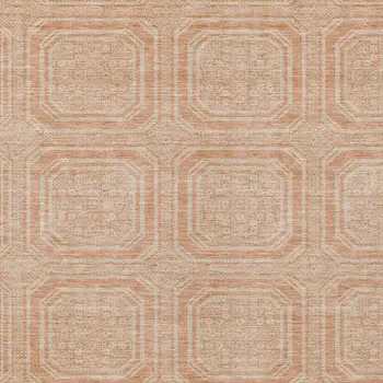 5' X 8' Peach And Beige Geometric Washable Indoor Outdoor Area Rug